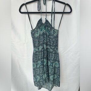 Mimi Chica Flowy Halter Blue/ Teal Mini Dress Size: S